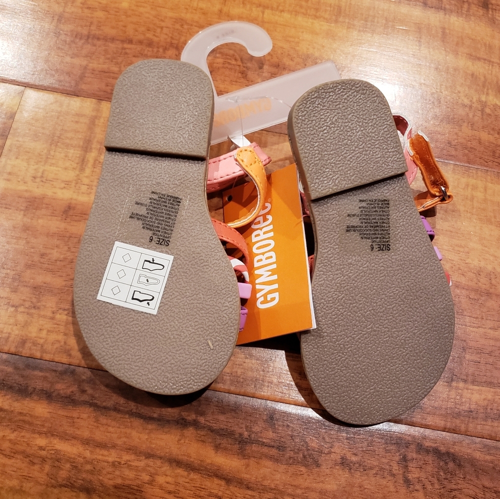 Gymboree NWT baby girl size 6 orange and purple strappy sandals - Picture 4 of 4